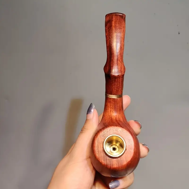 1pc special new middle aged and elderly text play personality copper pot pipe dual use new young people flat bottom tobacco pipe tobacco pipe for men and women details 2