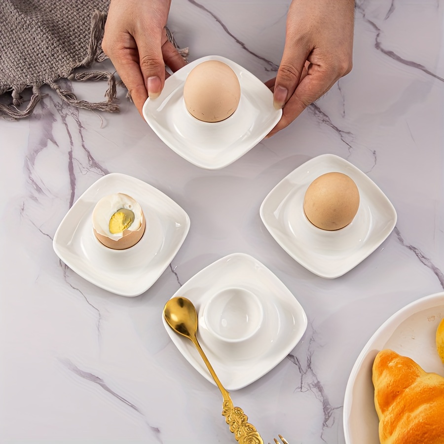 

2/4pcs Creative Ceramic Egg Cup Holder, Porcelain Egg Cup, Easter Egg Display Stand For Hard Boiled Eggs, Ceramic Egg Tray, Condiment Serving Tray Stuffed Eggs Decorative Trays Household Egg Cups