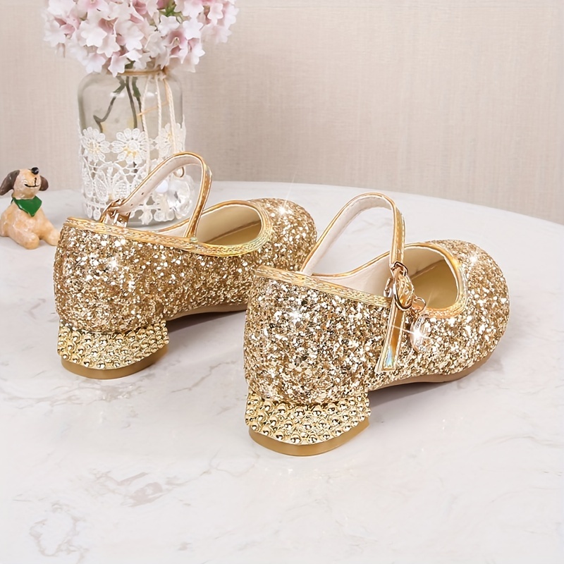 Girls gold hot sale glitter heels