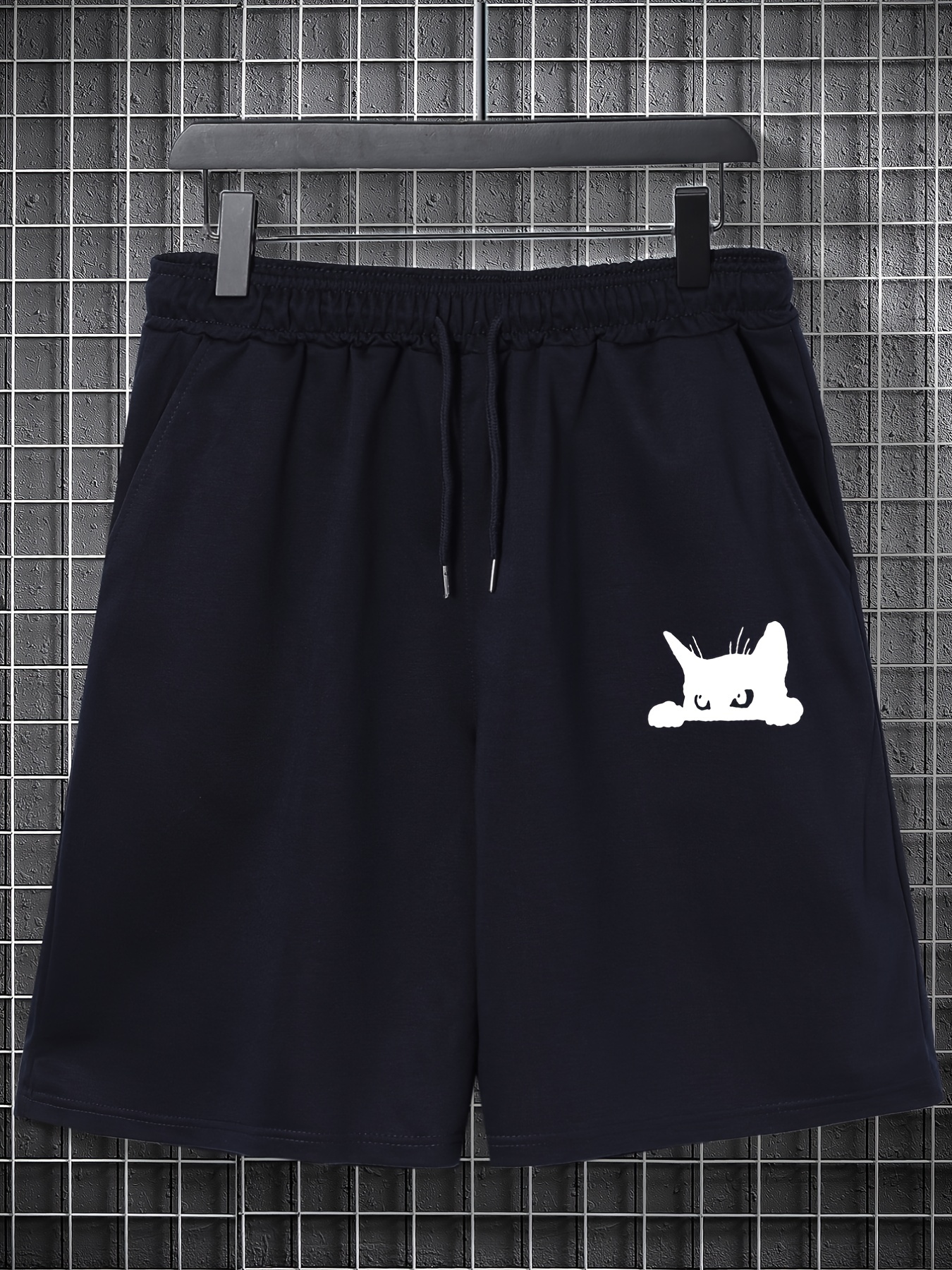 Men's Plus Size cute Cat Print Solid Color Loose Shorts - Temu
