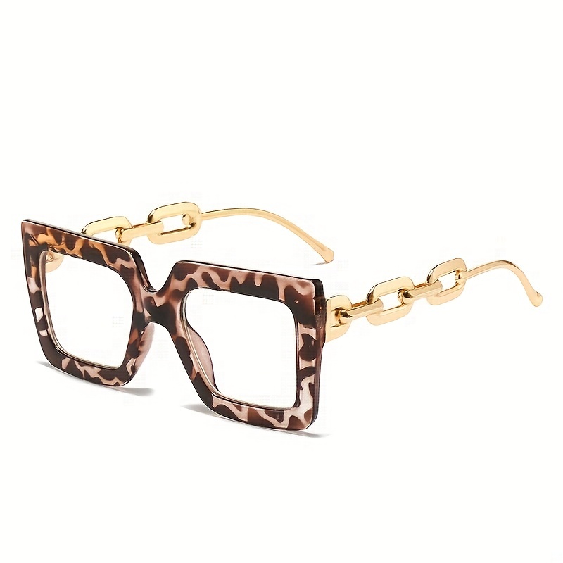 Y2K Block Chain Clear Lens Glasses Anti Light Reading Glasses