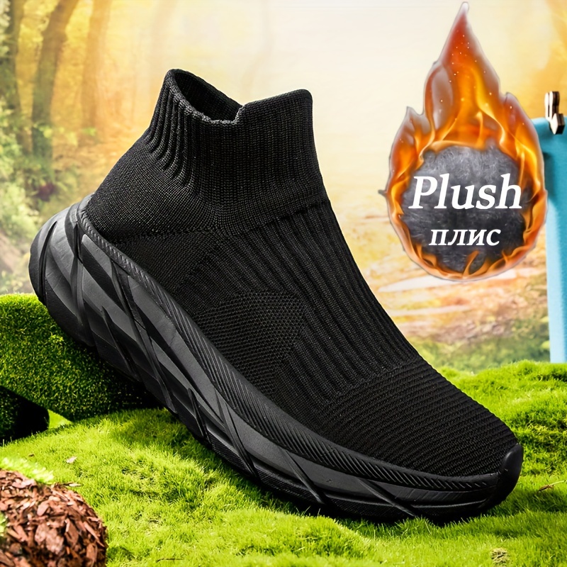Mens Walking Slip On Shoes Casual Trainers Sock Sneakers Breathable Soft  Sports