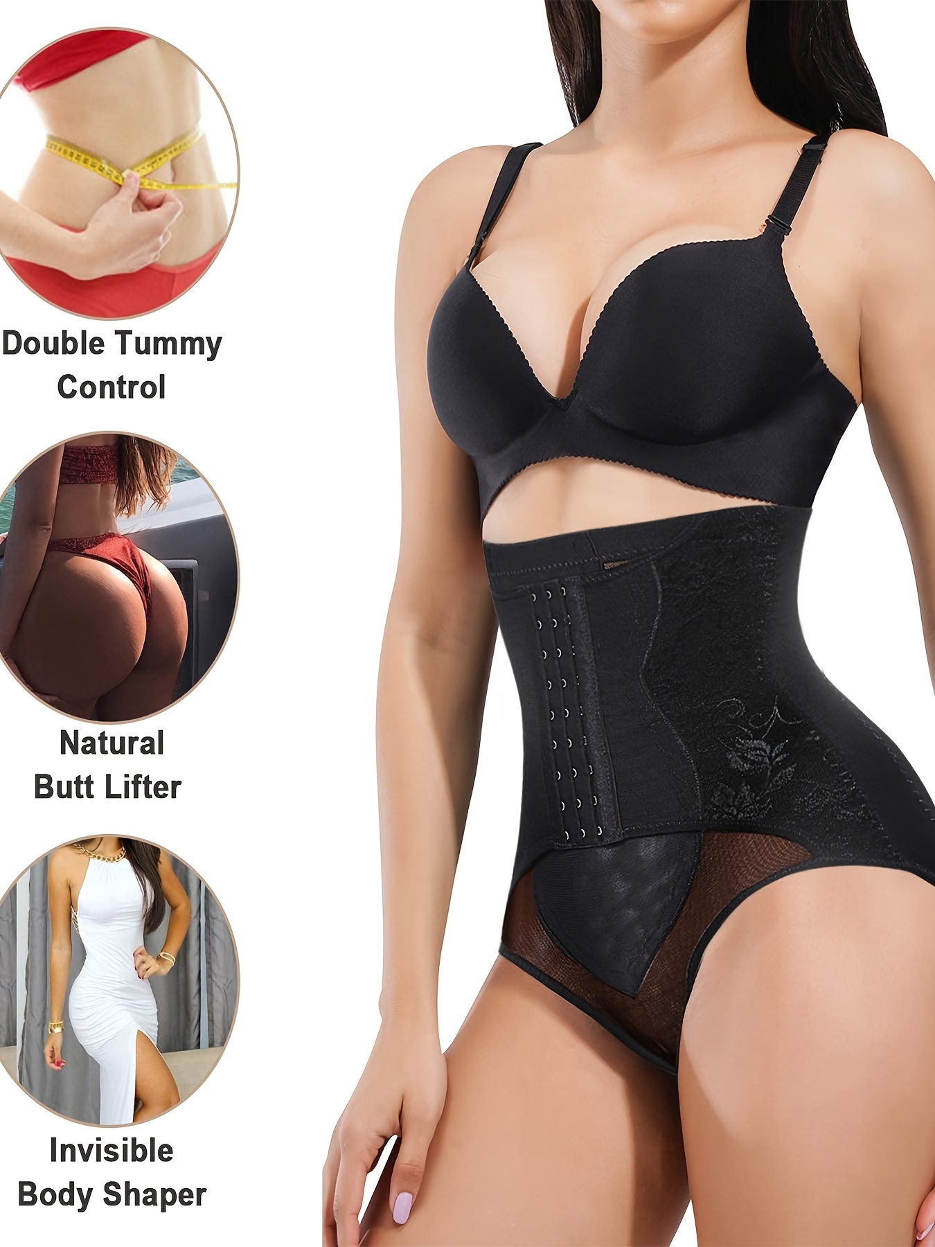 Tummy Control Shaping Panties Hook Loop Waist Trainer Butt - Temu Canada