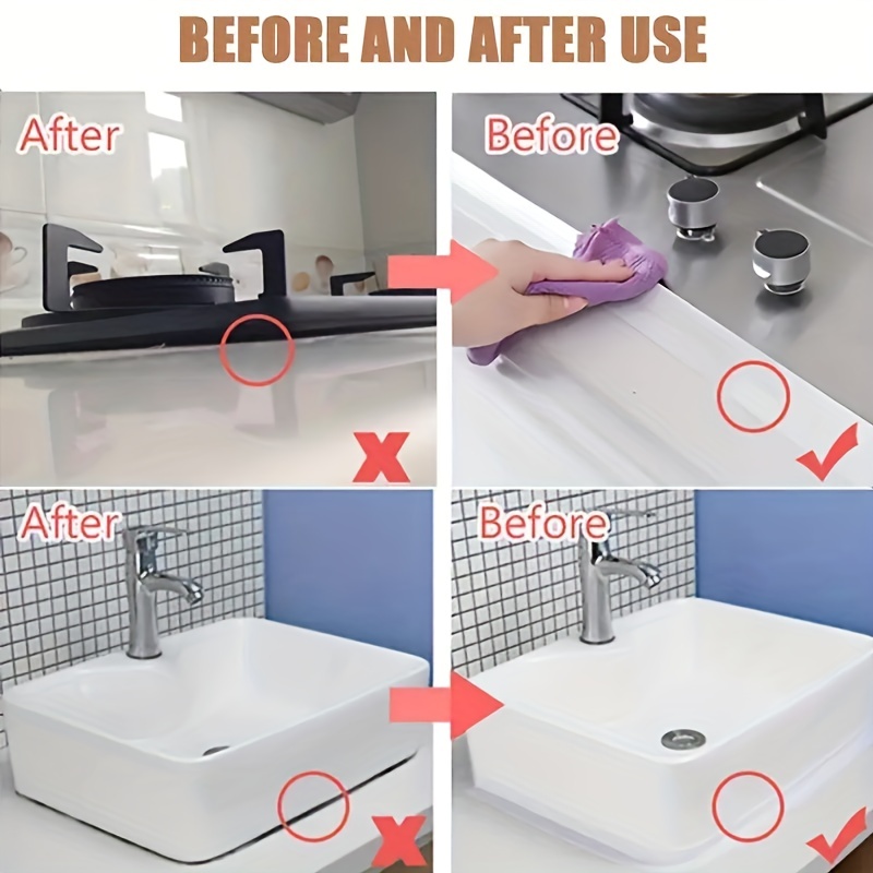 1 rouleau de bande d'étanchéité en PVC imperméable à l'eau pour salle de  bain et cuisine - Ruban adhésif de calfeutrage auto-adhésif pour évier de  douche et mur - 32m / 125in