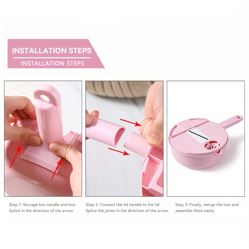 1pc Pink Vegetable Chopper, 16-In-1 Vegetable Cutter Food Chopper