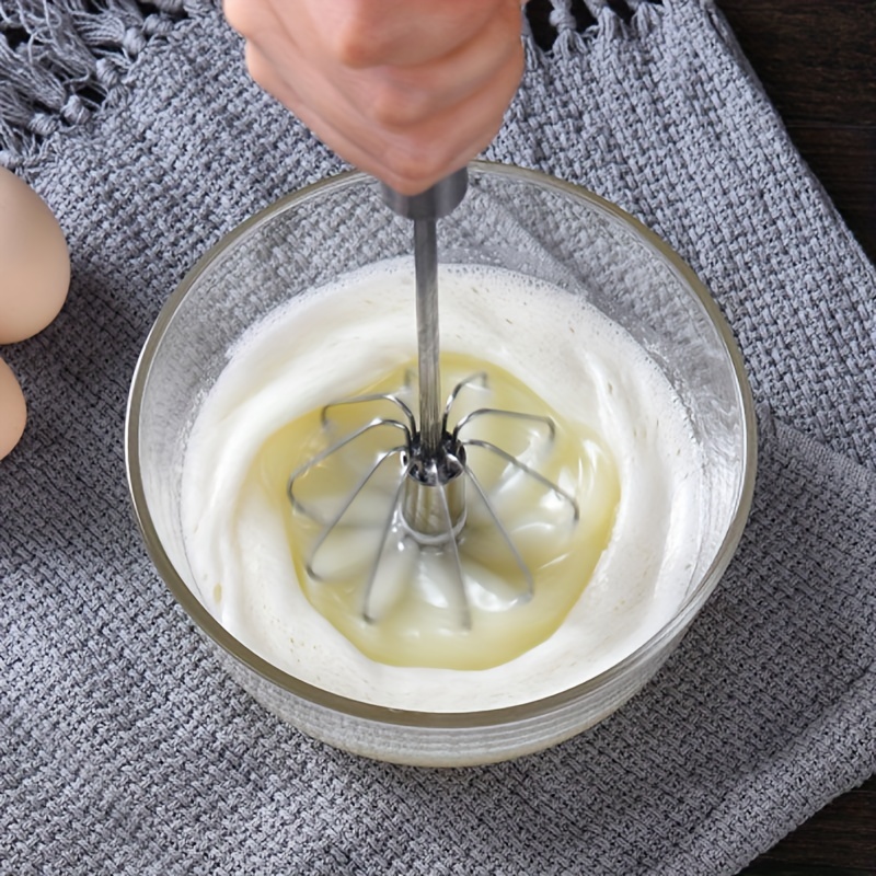 Stainless Steel Egg Whisk, Hand Push Rotary Whisk Blender Versatile Milk  Frother Hand Push Mixer Stirrer Make Froth, Foam & Whipped Cream Semi Auto