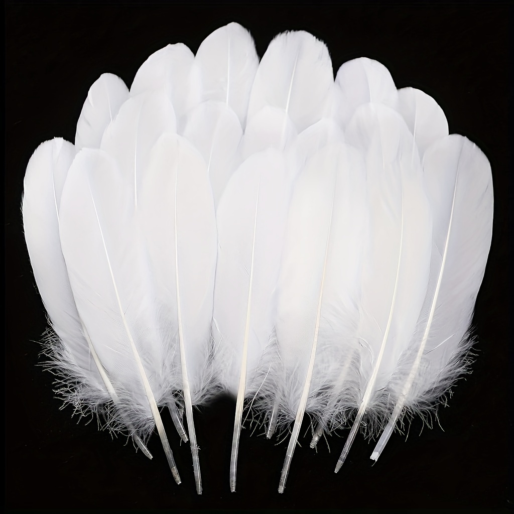 UNEEDE 120 plumas blancas de 6 a 8 pulgadas, plumas de ganso naturales para  decoración de boda, decoración de Halloween, alas de ángel y manualidades