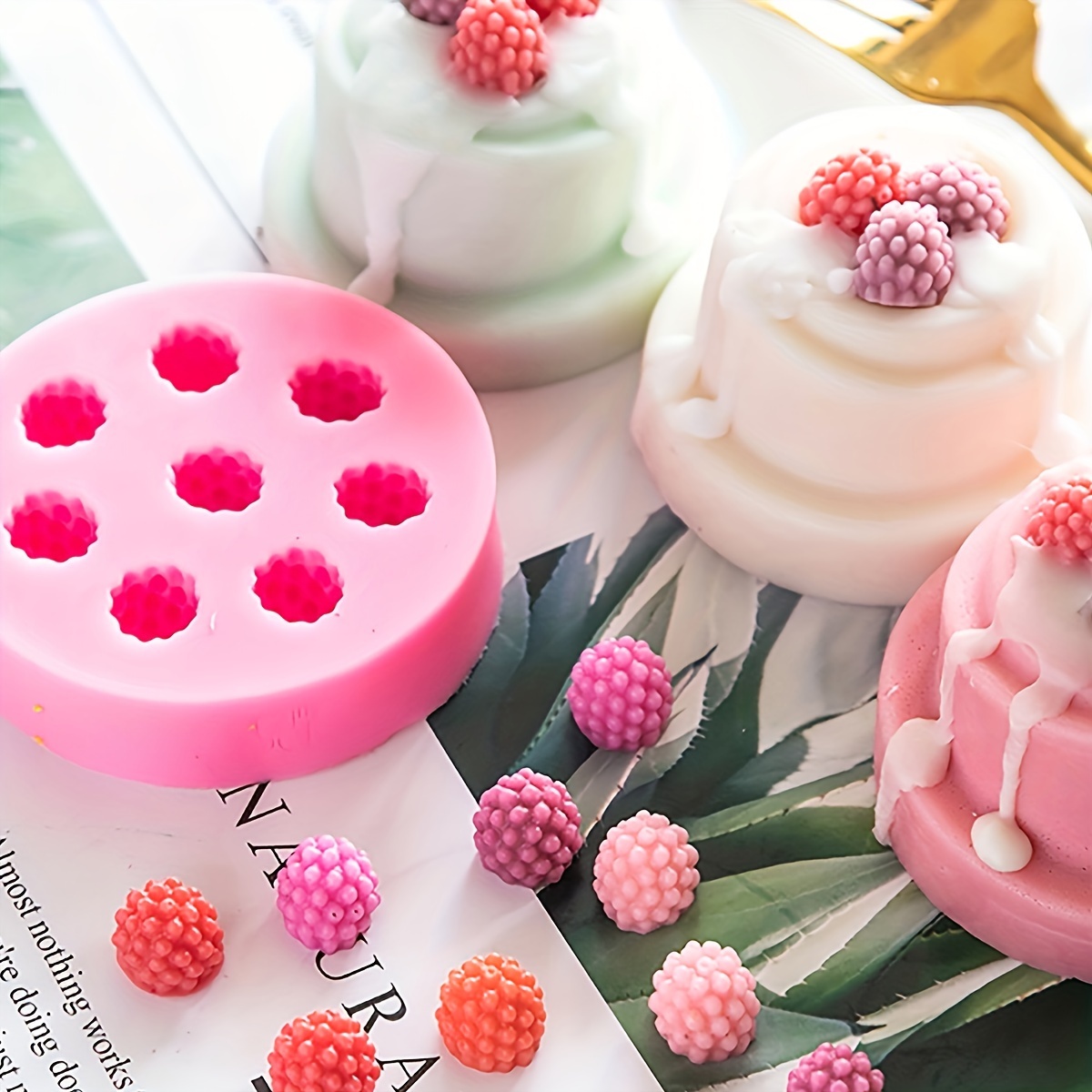 1pc Strawberry candle decoration resin silicone mold, used for making soap  polymer clay, cupcake decoration, candle decoration, chocolate, jelly