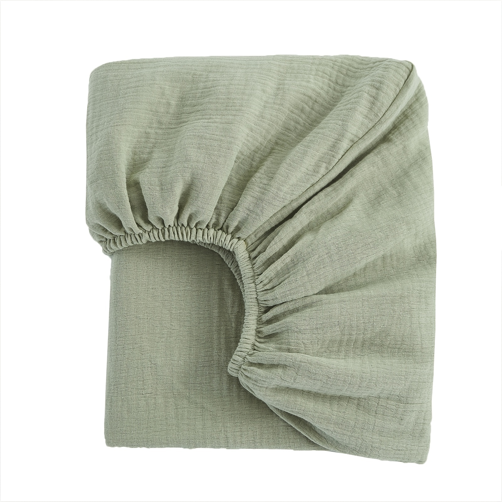 Green Bauze Fitted Sheet for Crib, 100% Cotton
