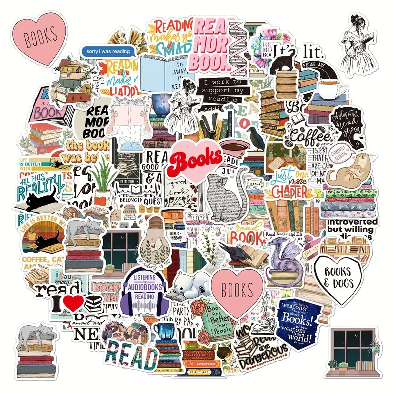 Book Reading Vintage Stickers Aesthetic Stickers For Water - Temu