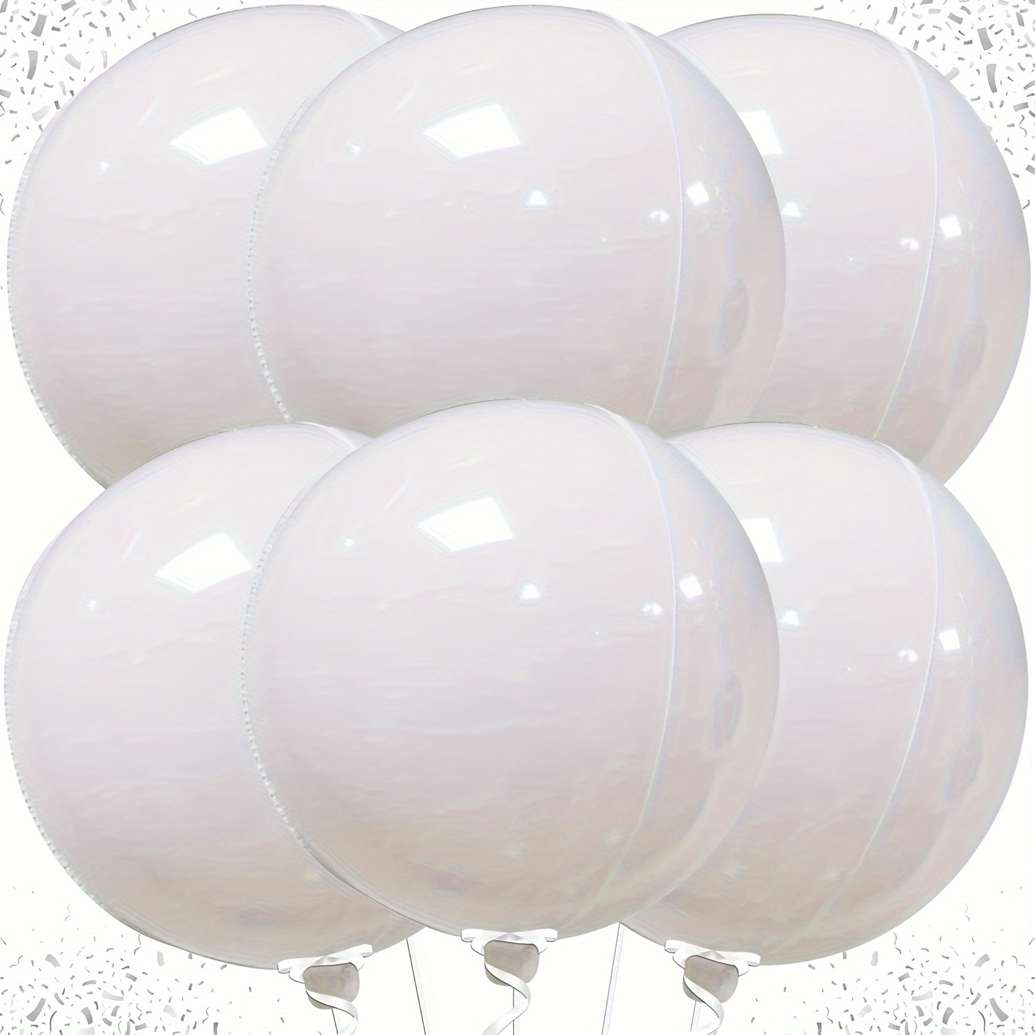 

Géant Ballon En Film De Polyester Blanc Métallique -6pcs Ballon 4D En Feuille D'Aluminium Blanc Décoration Convient Pour Mariage, Anniversaire, Fiançailles, Décoration De Fête D'Halloween