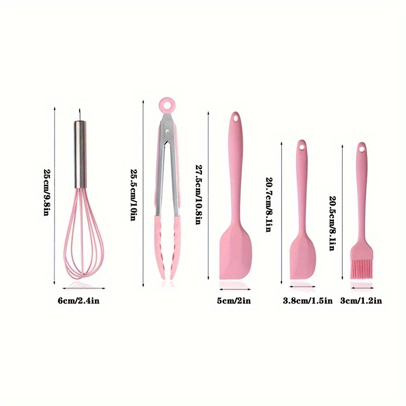 4pcs/set Silicone Whisk & Tongs & Oil Brush & Spatula, Minimalist Baking  Tool Set For Kitchen