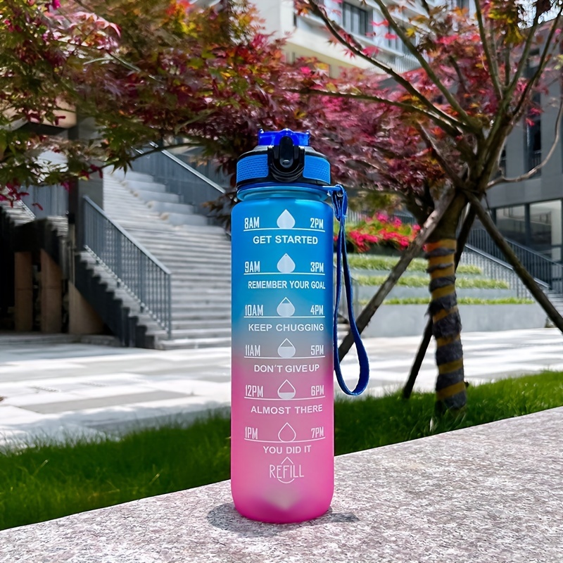 1 Liter Water Bottle With Time Scale fitness Outdoor Sports Water bottles  with straw Frosted Leakproof Motivational Sport Cups