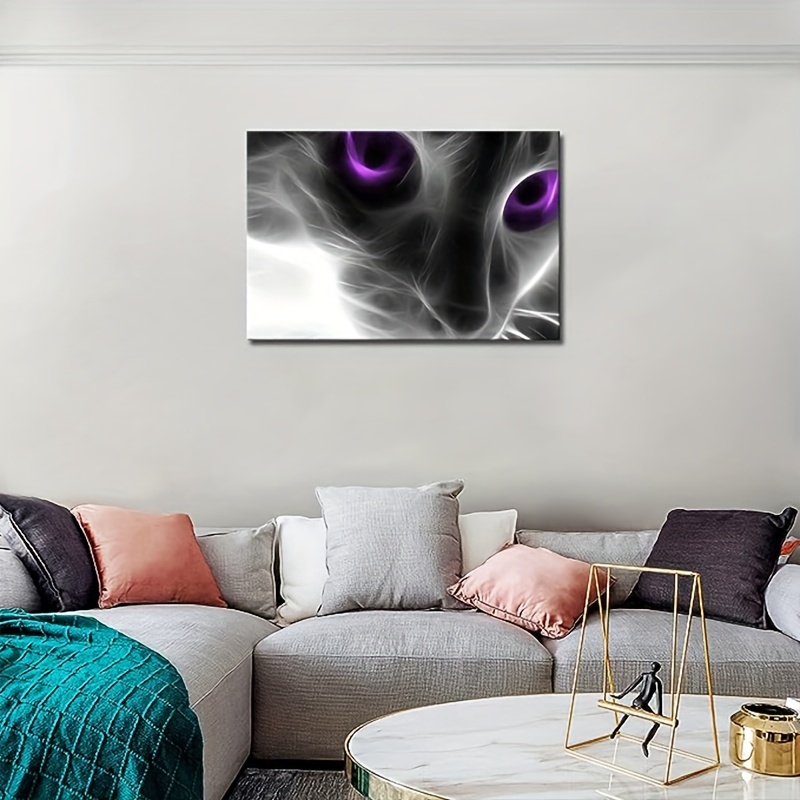 1 Pezzo Moderno Stampa Su Tela Poster, Gatto Con Occhi Viola Arte Della  Parete Su Tela, Opera D'arte Pittura Murale Per Bagno Camera Da Letto  Ufficio