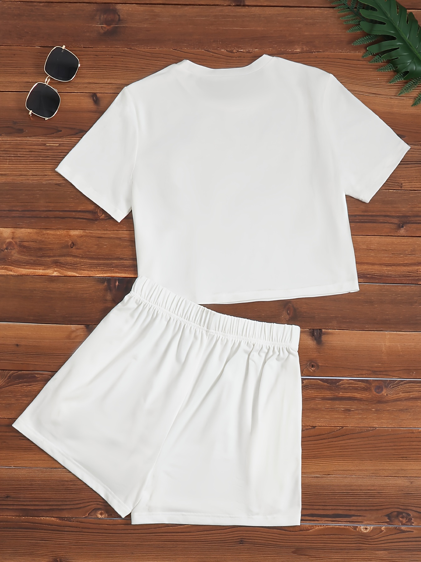 Solid Matching Two piece Set Casual Short Sleeve T shirt - Temu