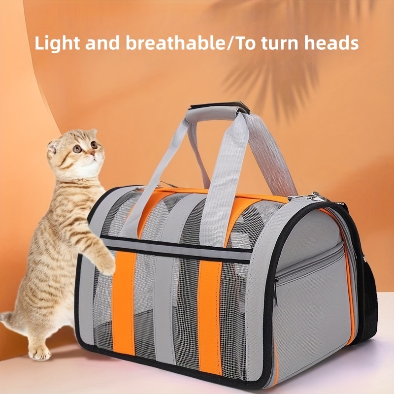 Breathable Leather Pet Carrier Handbag For Cats And Small Dogs - Portable Travel  Bag With Comfortable Shoulder Strap And Removable Fleece Bed - Temu