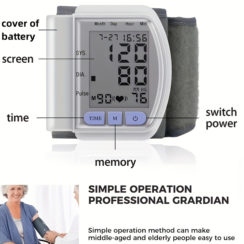 1pc Digital Wrist Blood Pressure Monitor with Irregular Heart Beat  Detection - No Batteries Required!