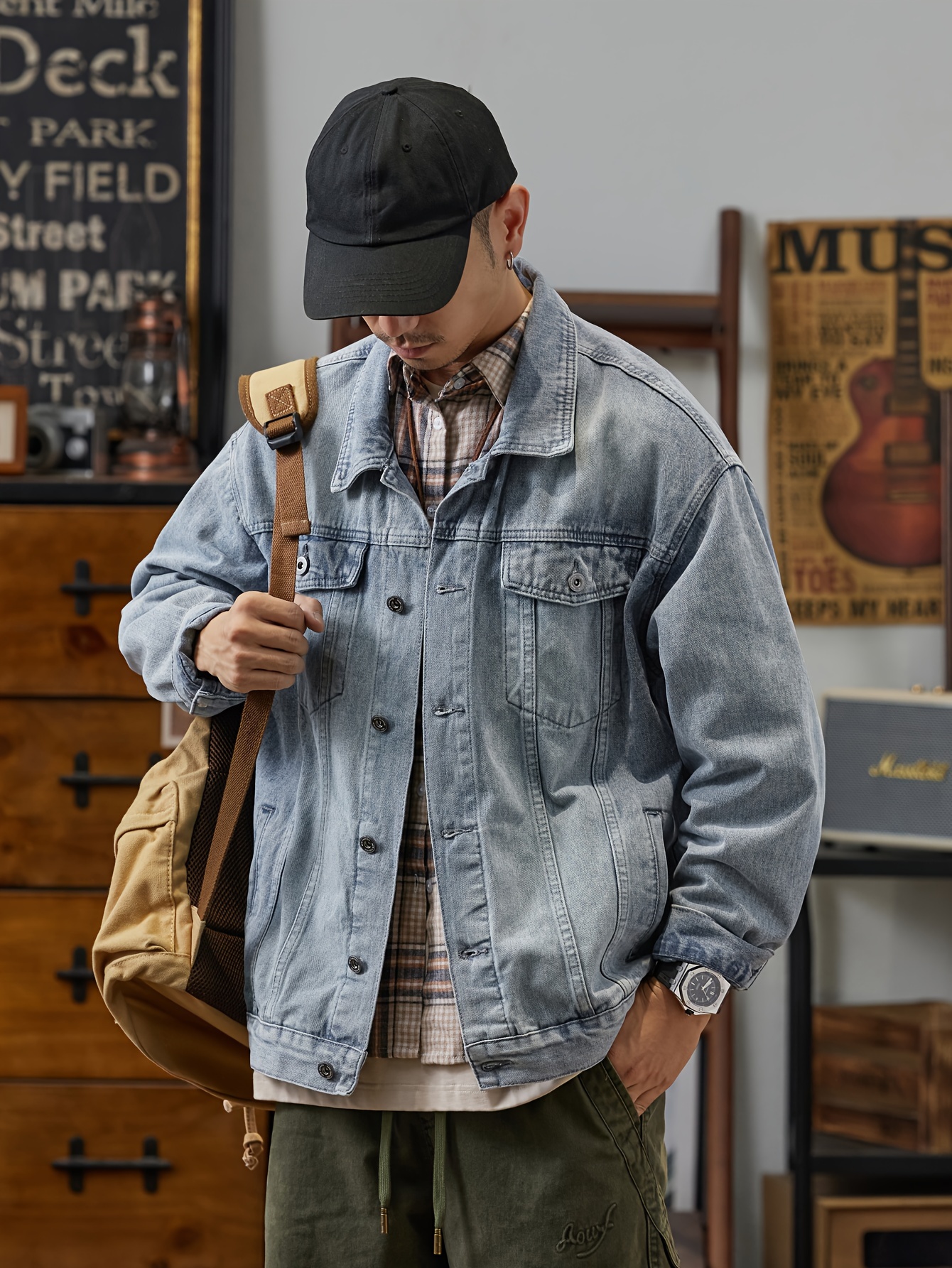 New Men's Denim Jacket Yellow Pink Men's Street Clothing Denim