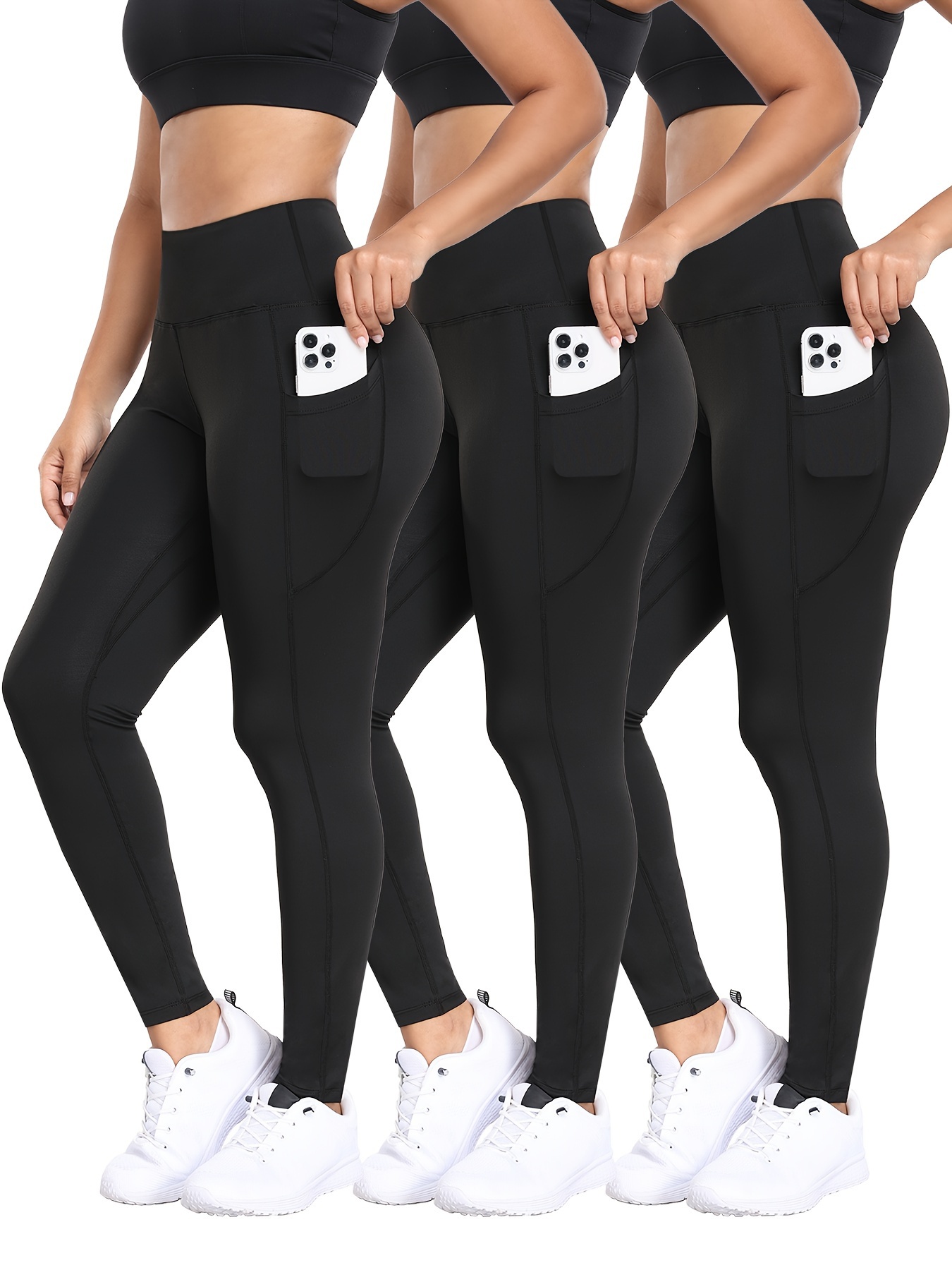 Color Block Yoga Leggings With Side Pocket, High Waist Fitness Running  Workout Sports Pants, Women's Activewear