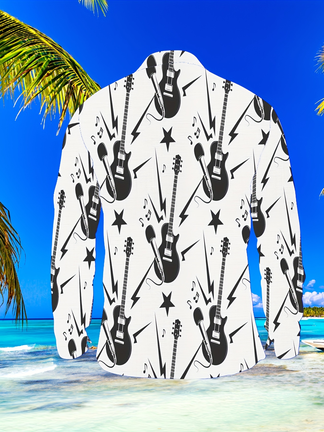 Camisa de Rock para hombre, camisa hawaiana estampada en 3D, manga