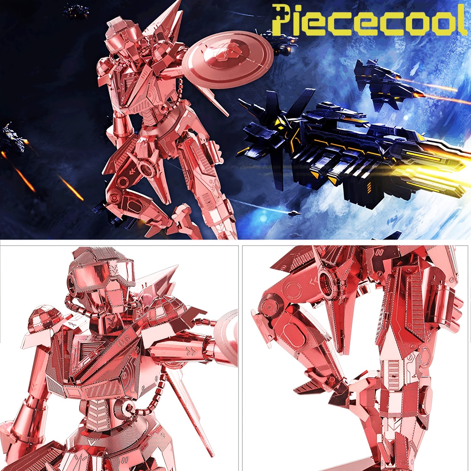 Piececool 3D メタルパズル メカモデルキット 150 個、シールドマン メタルフィギュアモデル構築キット 大人用、DIY 頭の体操パズル  ティーンズマン用