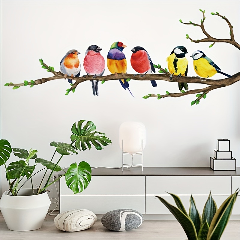 Adesivo murale albero con uccellini