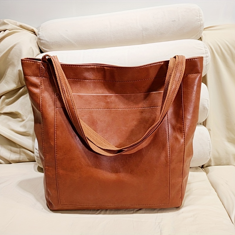 Vintage Large Capacity Hobo Bag, Retro Pu Shoulder Tote Bag, Women's Casual  Handbag & Commuter Purse - Temu