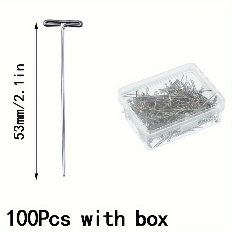 500pcs 1 Inch T Pins, Stainless Steel Wig T Pins Wig Straight Pins with a  Storage Box for Crafts Blocking Knitting Sewing Jewelry (t-Shaped Pins)