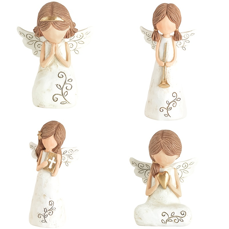 Resin Golden Angel Ornament A Heart On Hands Angel - Temu