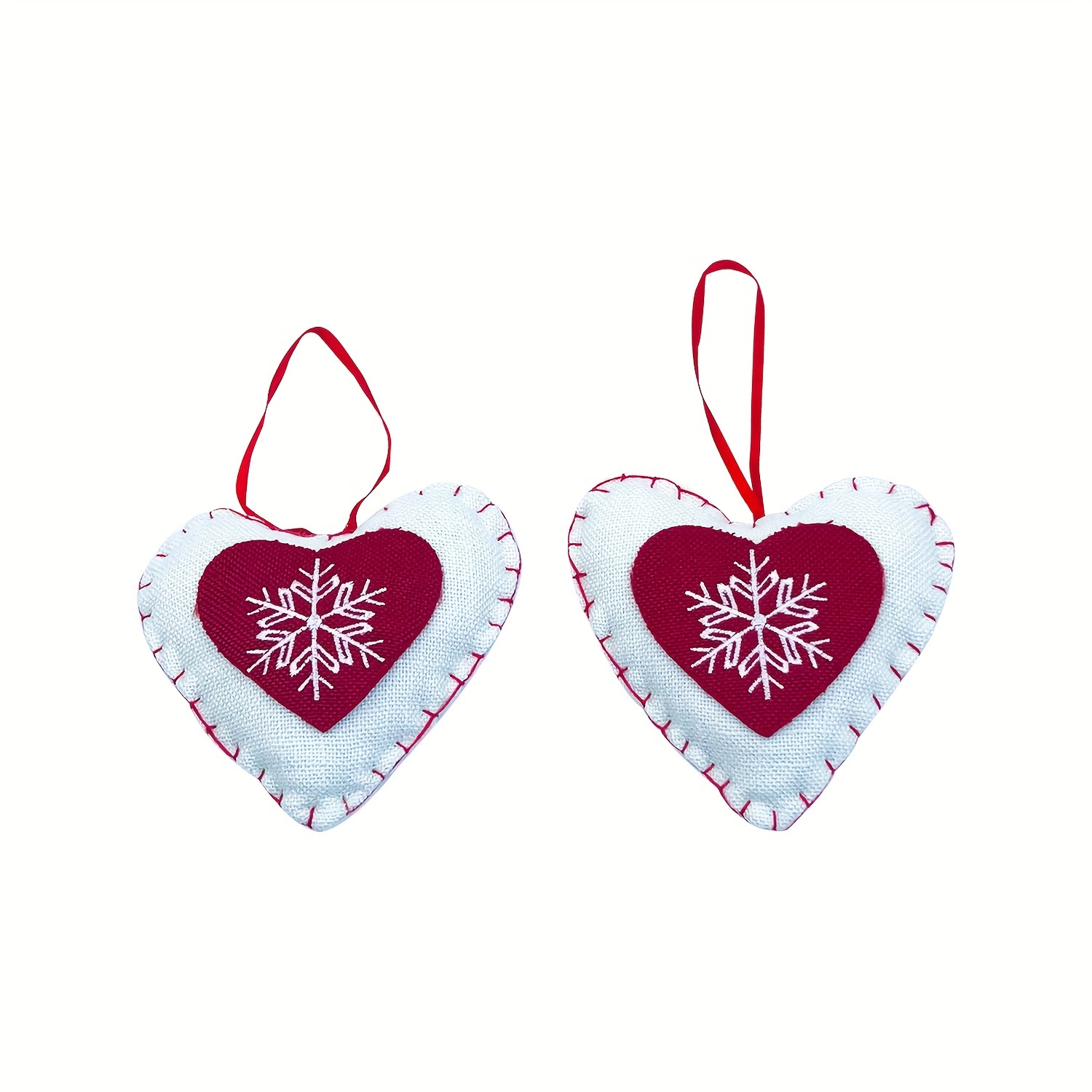  Handmade Felt Hearts, Christmas Tree Ornaments