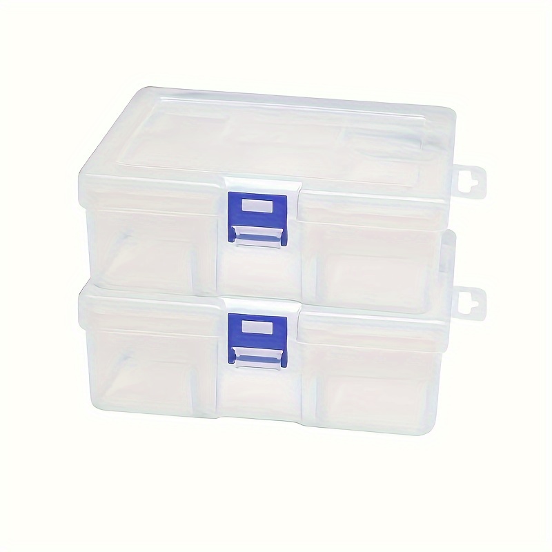 

2pcs Medium Transparent Plastic Storage Boxes, Hardware Accessories For Jewelry Small Items, Diy Crafts, Cosmetics Storing Sorting Packing 6.89*4.53*2.36inch
