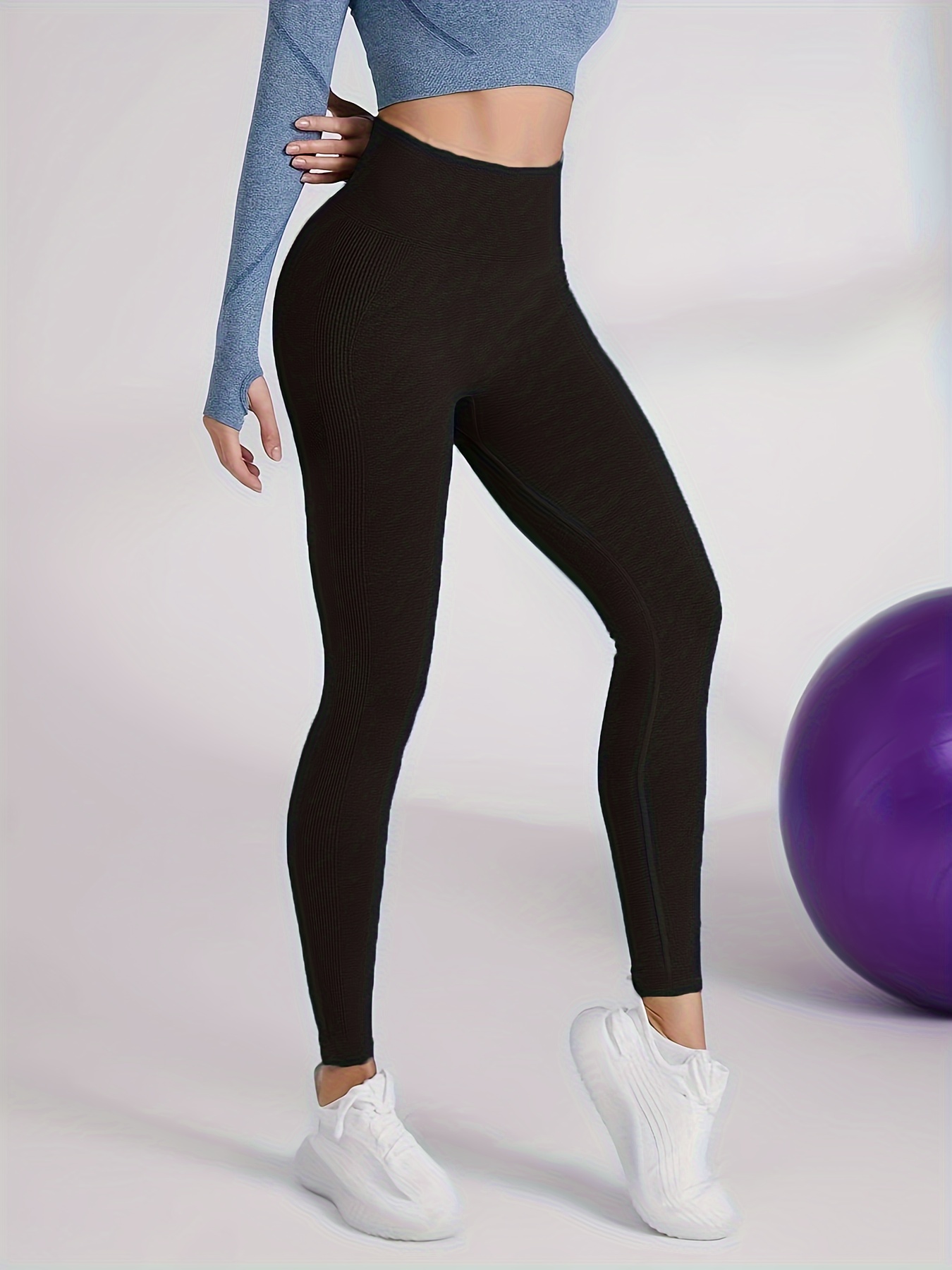 Wide Waistband Seamless Butt Lifting Yoga Pants Solid Color - Temu