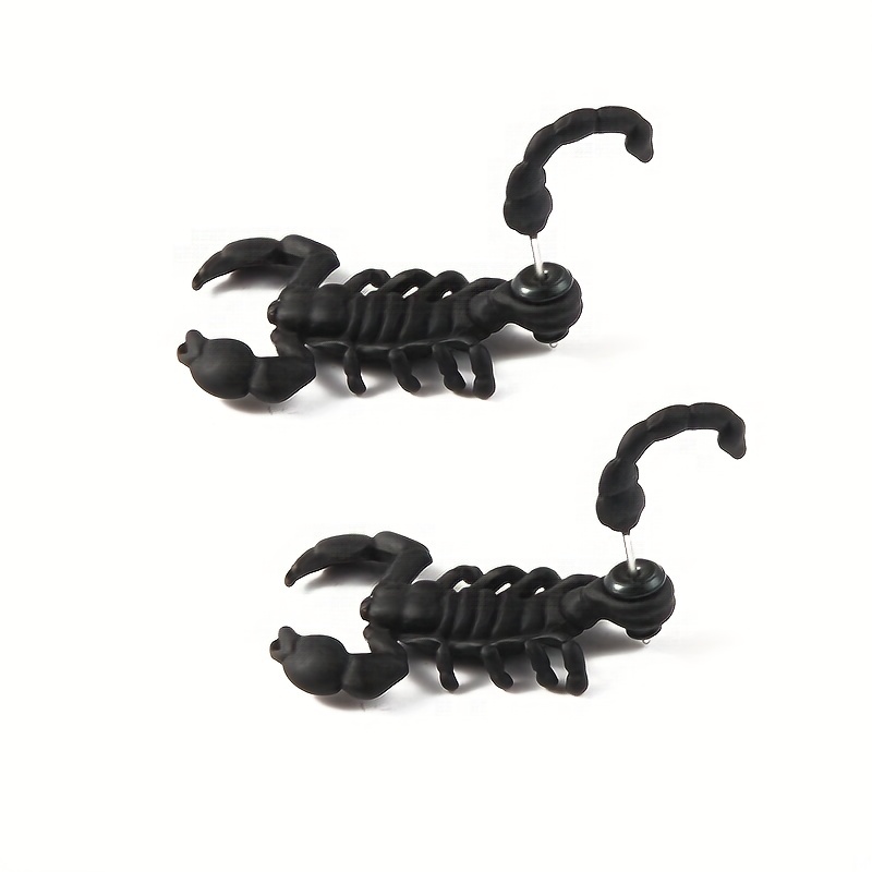 2pcs 3d scorpion stud earrings vintage style cool jewelry funny ear piercing jewelry set accessories