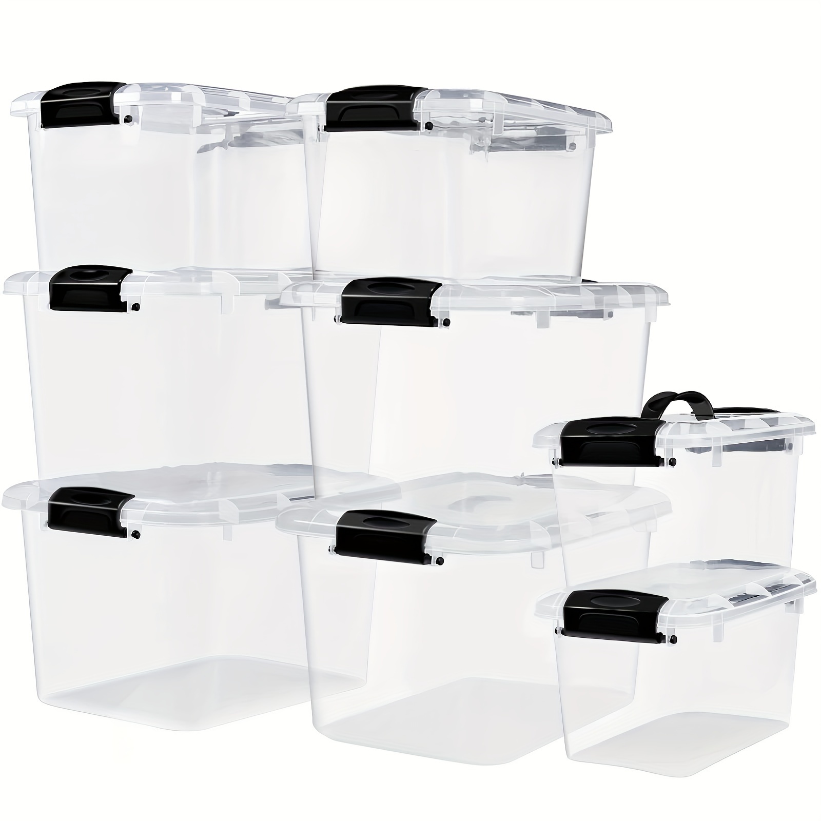 Pack 3 Cajas Organizadoras Apilables de Plastico con Tapa de Click  Resistentes y de Gran Capacidad