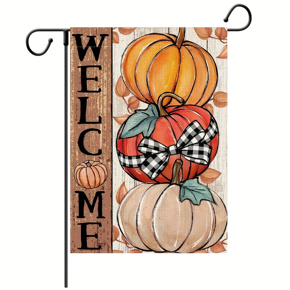 Bandiera Da Giardino Autunnale Con Zucca E Papillon - Decorazione Esterna In Tela Resistente, 31,8x45,7 Cm, Doppia Faccia, Ringraziamento