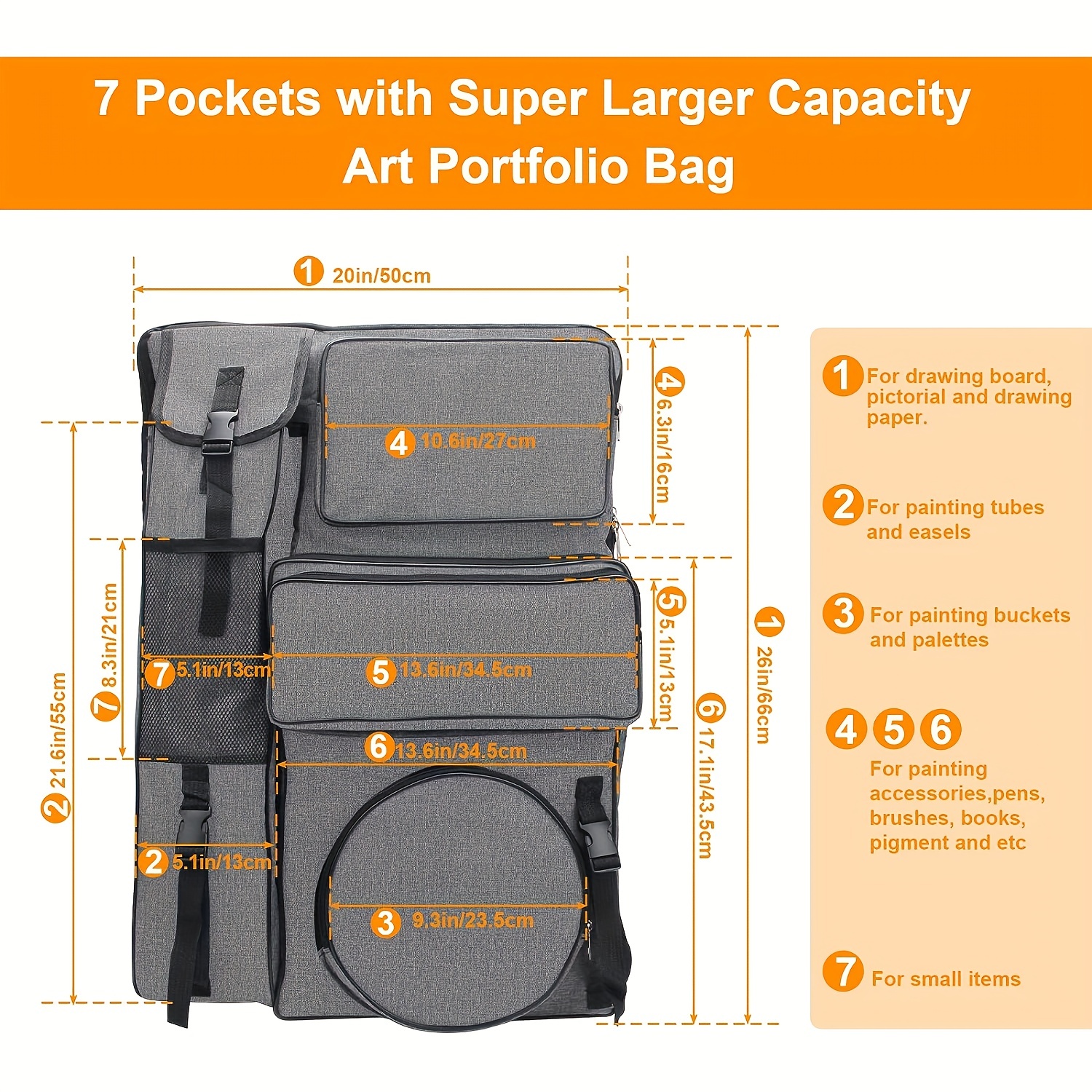 Art Bag For Supplies Big Capacity Artwork Supplies Case Durable Waterproof  Portfolio Bag For Artwork Poster Sketching And