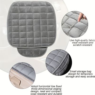 1pc car seat cushion premium comfort memory silk wadding non slip rubber bottom with storage pouch car seat pad universal