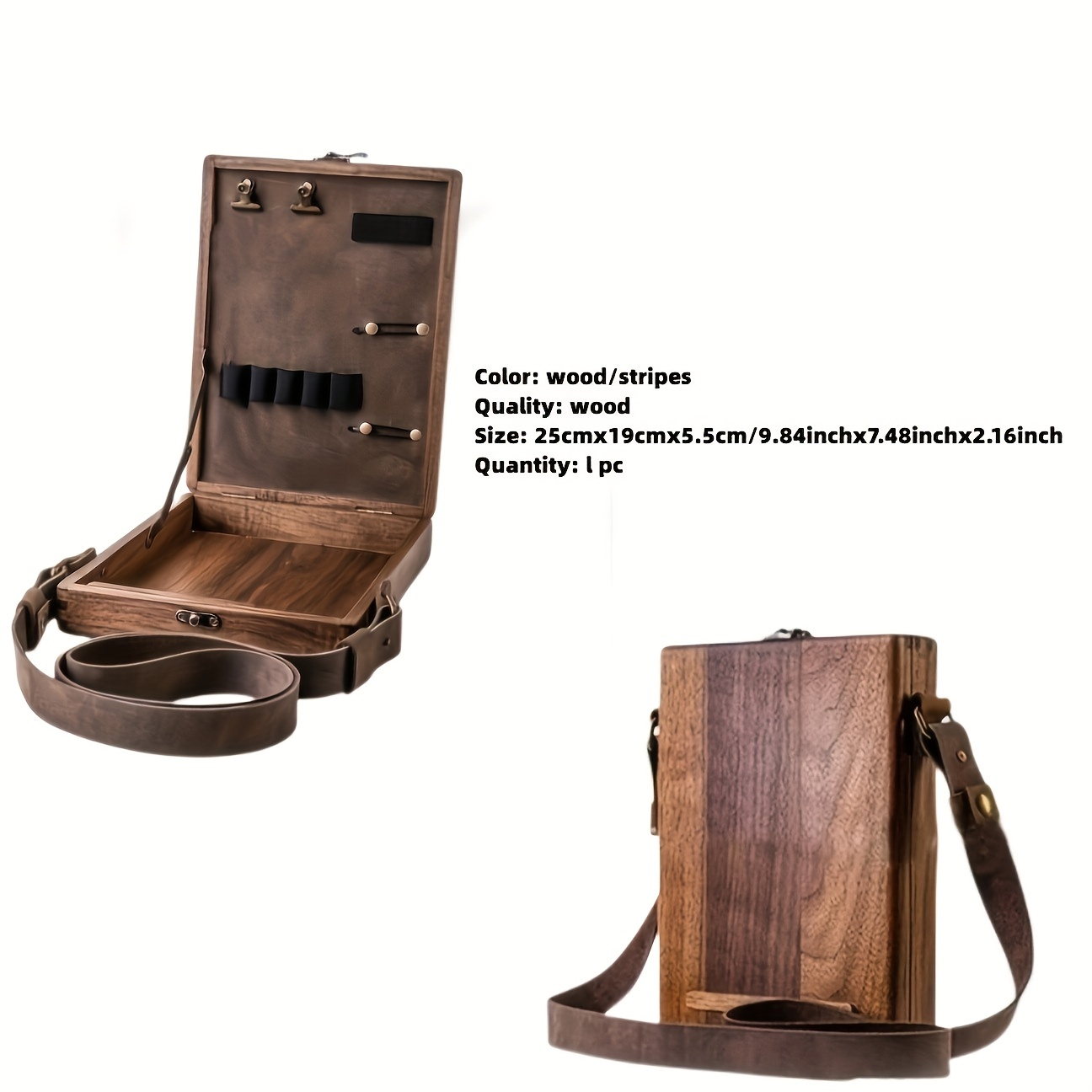 Wooden Postman Box, Handmade Portable Crossbody Postman Case