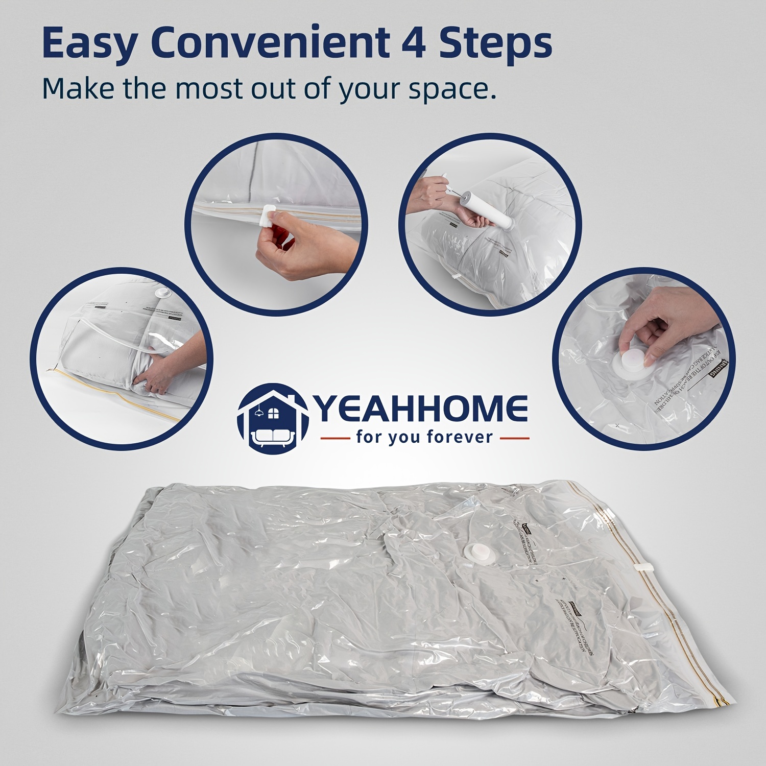 Vacuum Storage Bags + Hand Pump - Maximize Your Storage Space & Keep Your  Clothes, Pillows, Blankets & Bedding Airtight & Protected! - Temu
