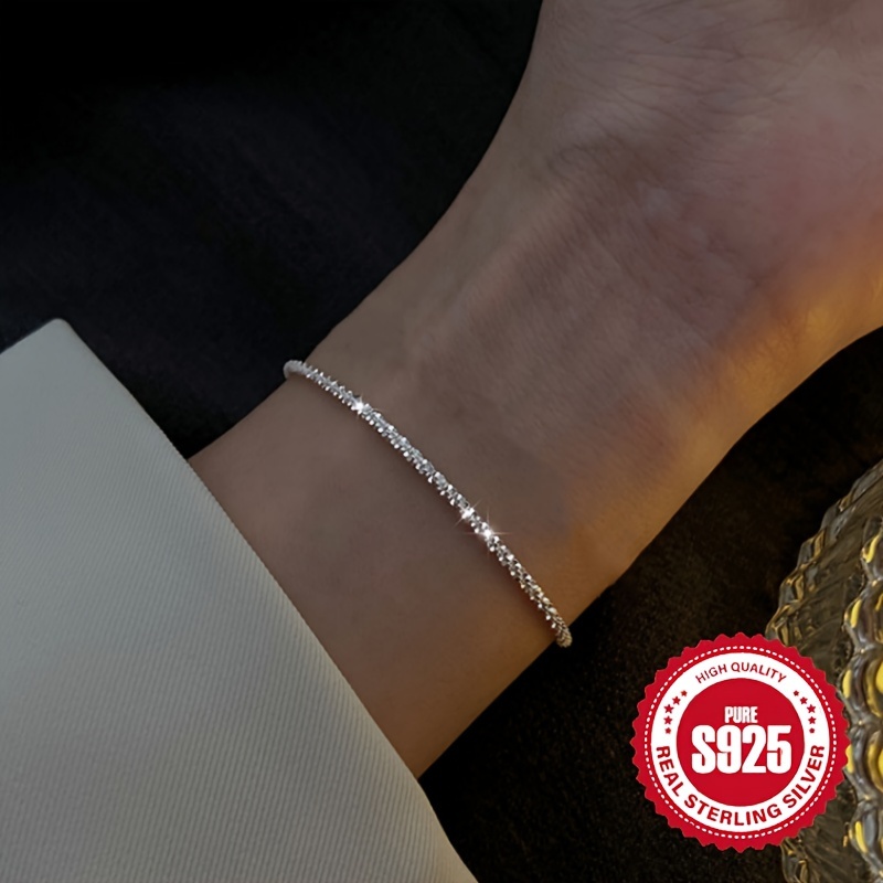 Women's S925 Silver Glitter Cauliflower Bracelet, Versatile Design