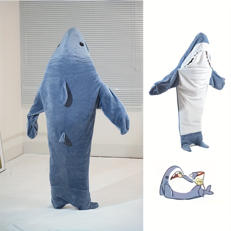  Manta de tiburón para adultos, súper suave y acogedora sudadera  con capucha de franela con capucha de tiburón, saco de dormir de forro  polar, manta de tiburón (S-55 pulgadas x 27.5