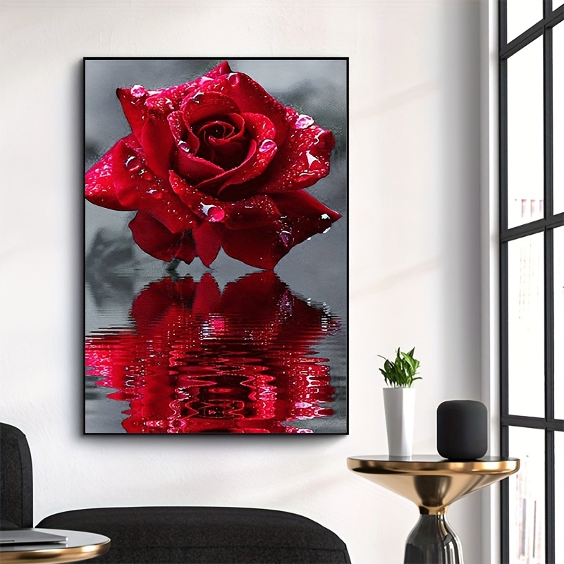 1pc 5d Diy Artificial Full Round Diamonds Painting Set For Adults Beginners  Frameless Flowers Pattern Diamonds Art For Home Wall Decoration And Gift