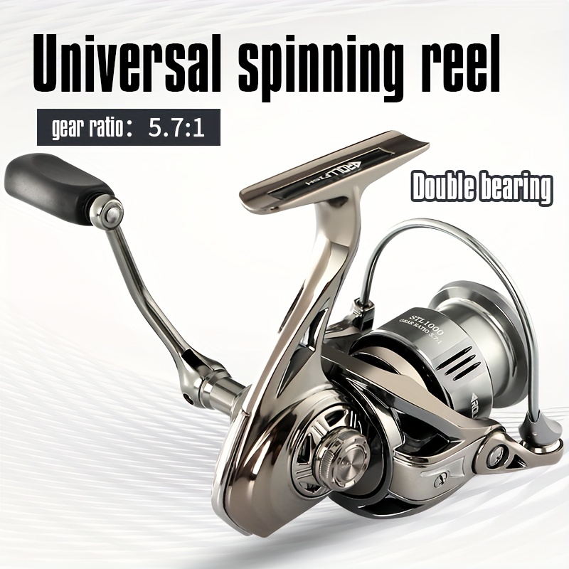 1pc 5.7:1 Gear Ratio Stainless Steel Spinning Reel, 5+1BB Fishing Reel With  Single Rocker Arm, Fishing Tackle