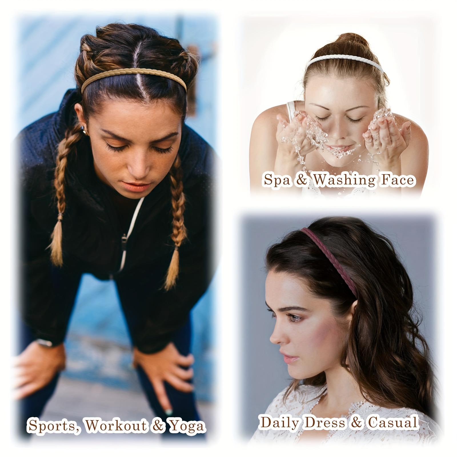 6pcs Solid Head Hoop Wash Face Spa Headband Hair Accessories for Women