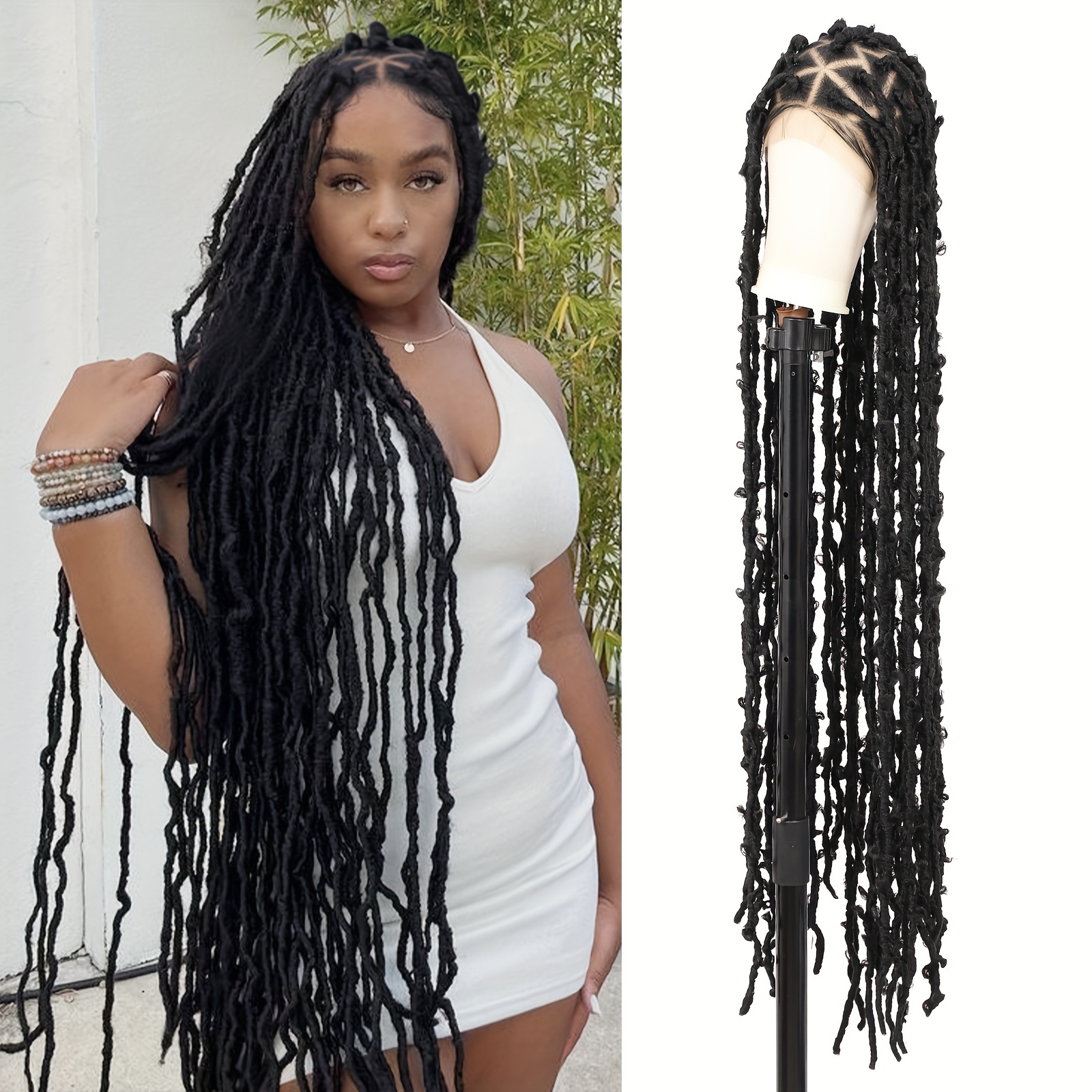 Fulllace Afro Braided Wig ,lace Front Wig Cornrow Wig Faux Locs Wig.front  Lace Braided Wig.wigs for Black Women 