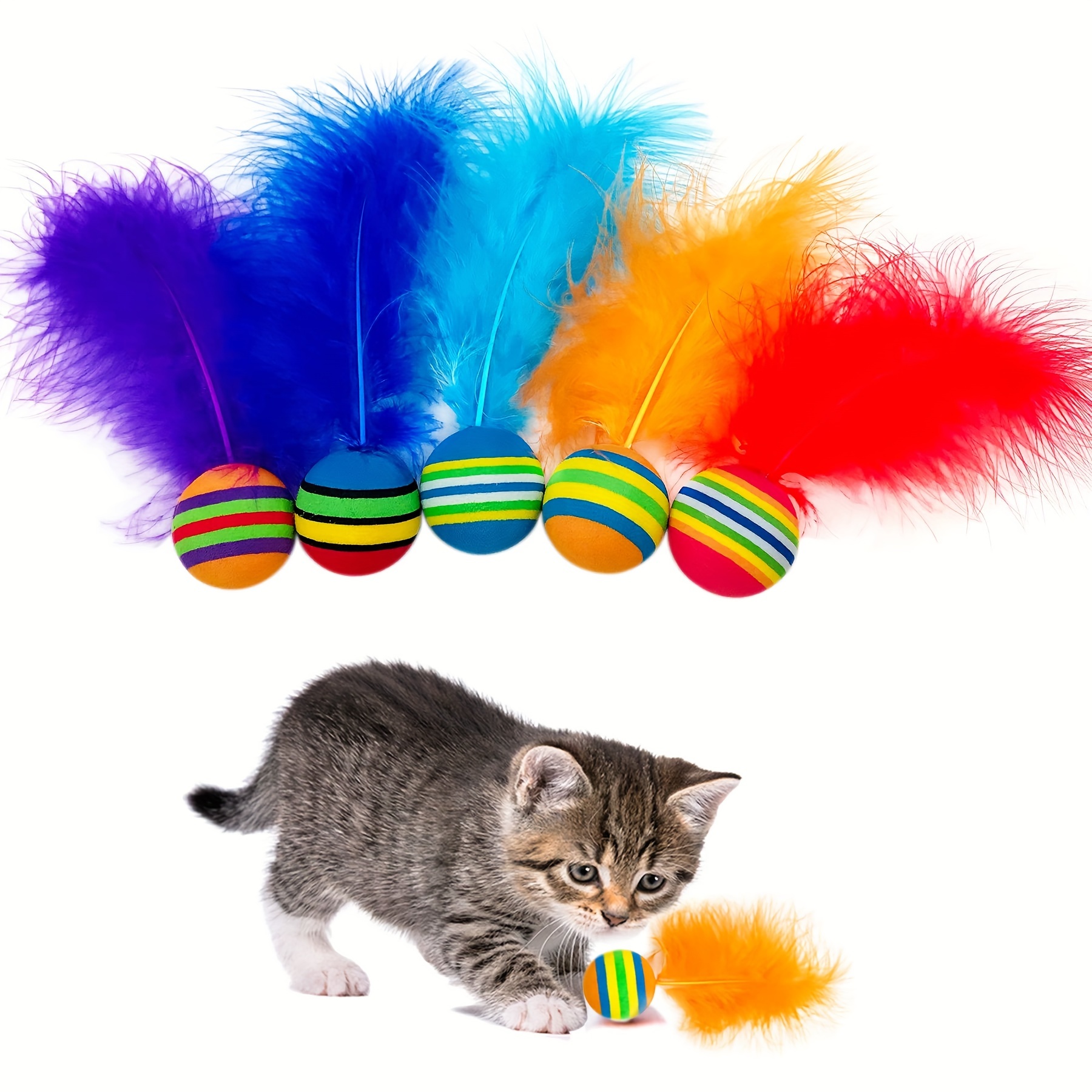 1pc Brinquedo Para Gatos Bola De Espuma EVA Macia Com Penas Bolas De  Brinquedo Coloridas Arco