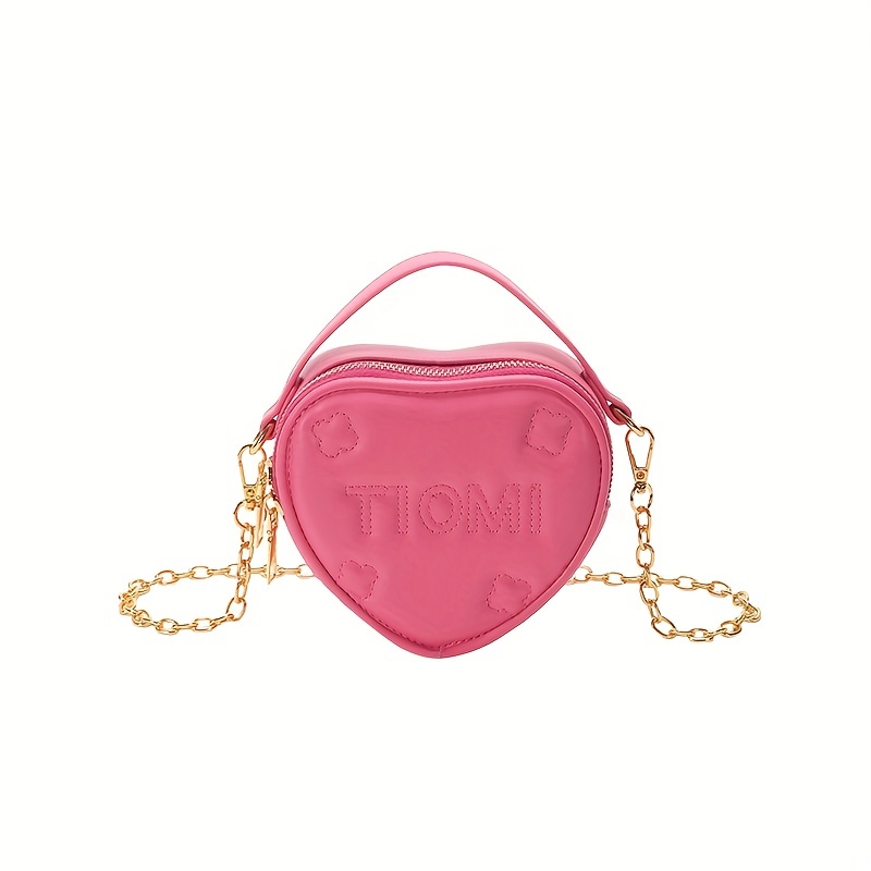 Heart Shape Portable Handle Mini Handbag, Cute Stitching Shoulder