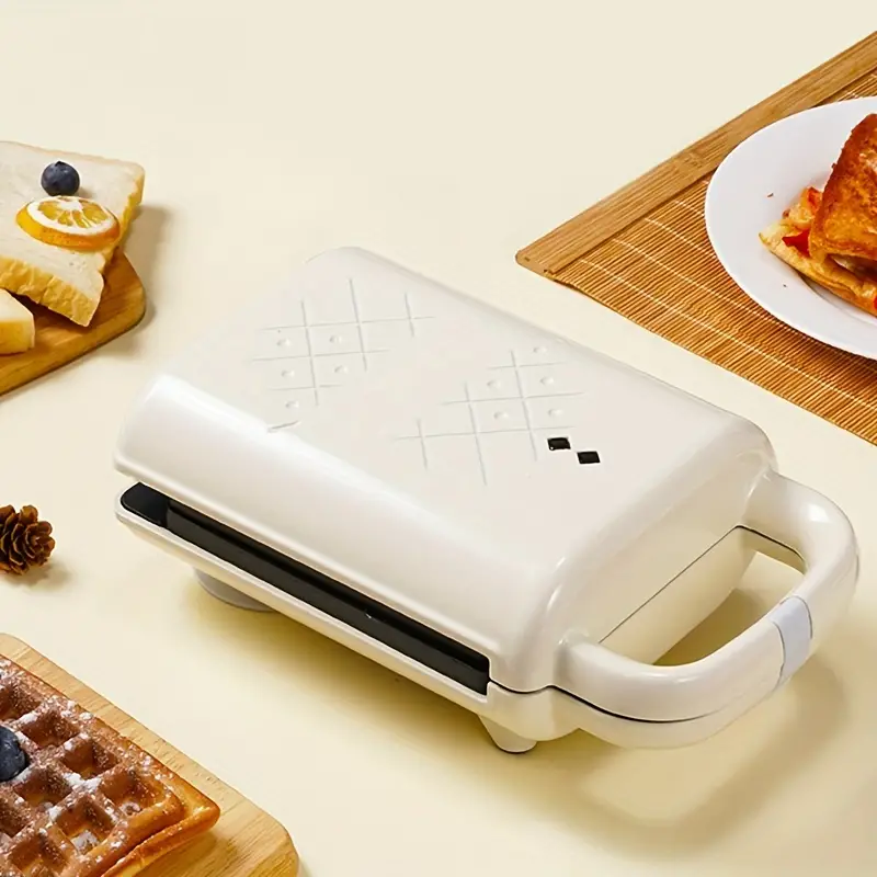 1pc waffle maker with non stick plate compact and easy to clean waffle iron breakfast waffle maker small belgium grilled cheese stainless steel sandwich maker breakfast maker toaster small appliances home frying steak maker details 7