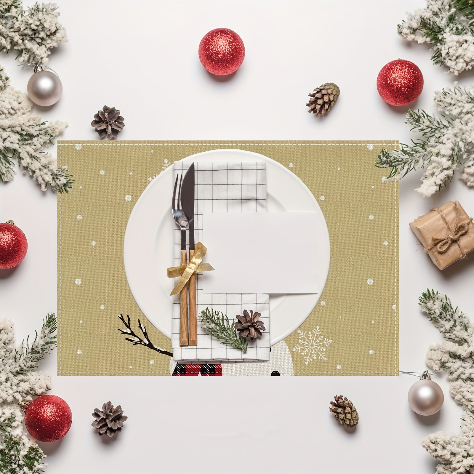 Christmas Placemat, Merry Christmas Theme Table Mat, Cartoon Style Snowman  Snowflake Pattern Heat Insulation Pad, Kitchen Decorative Table Mat,  Western Meal Table Pad, Christmas Decor, Dining Table Decor - Temu