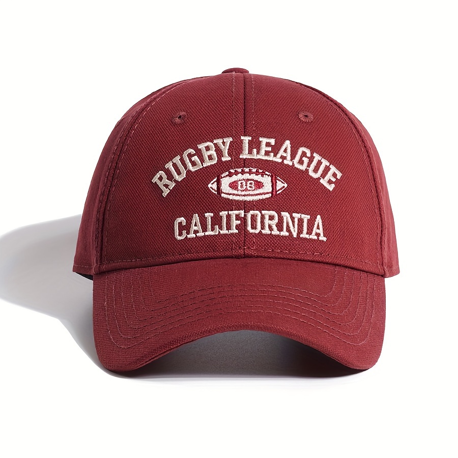 Rugby Slogan Embroidery Baseball Trendy Solid Color Temu United